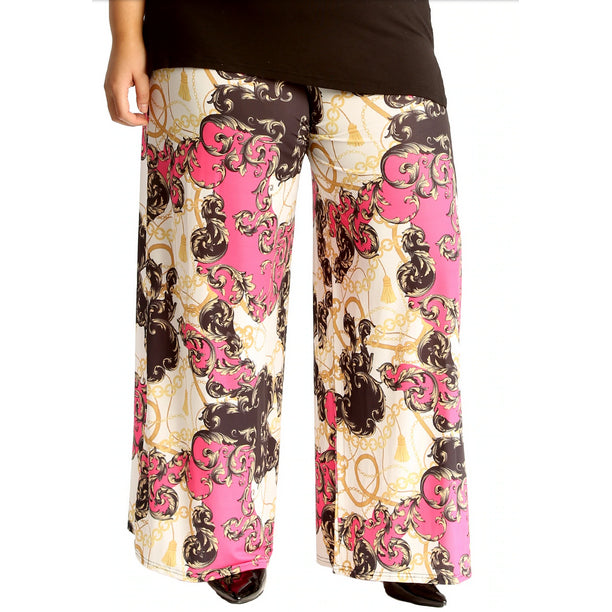 ROCKTHOSECURVES CHAIN PRINT ELASTIC WAIST PALAZZO TROUSERS