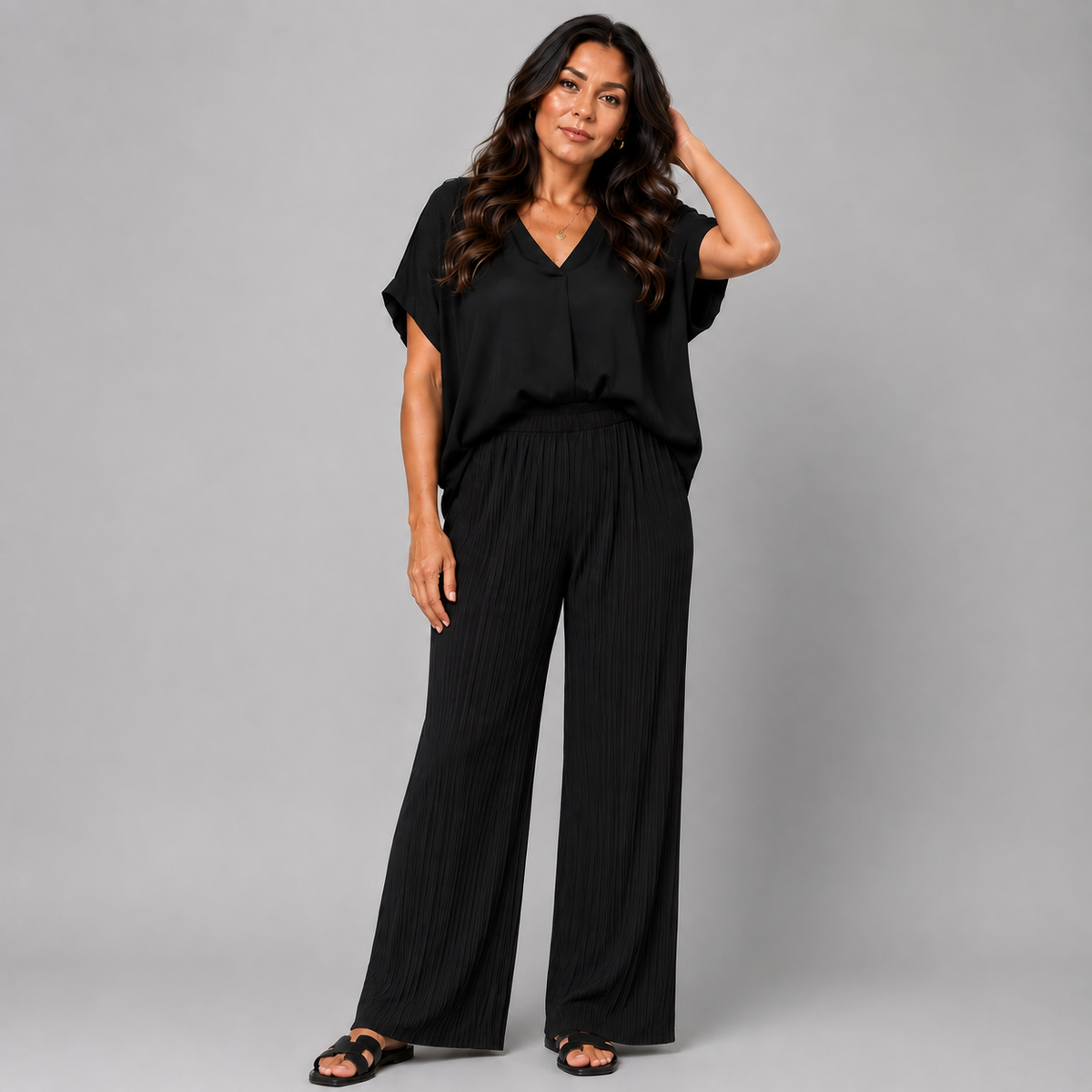 ROCKTHOSECURVES CRINKLE PLEATED ELASTIC WAIST TROUSERS