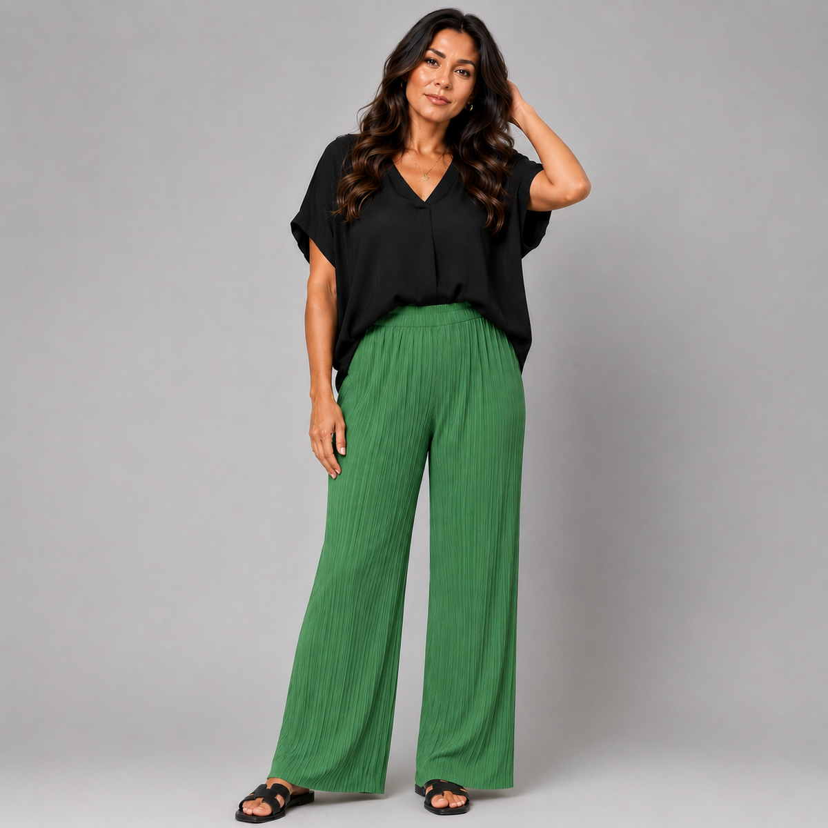 ROCKTHOSECURVES CRINKLE PLEATED ELASTIC WAIST TROUSERS