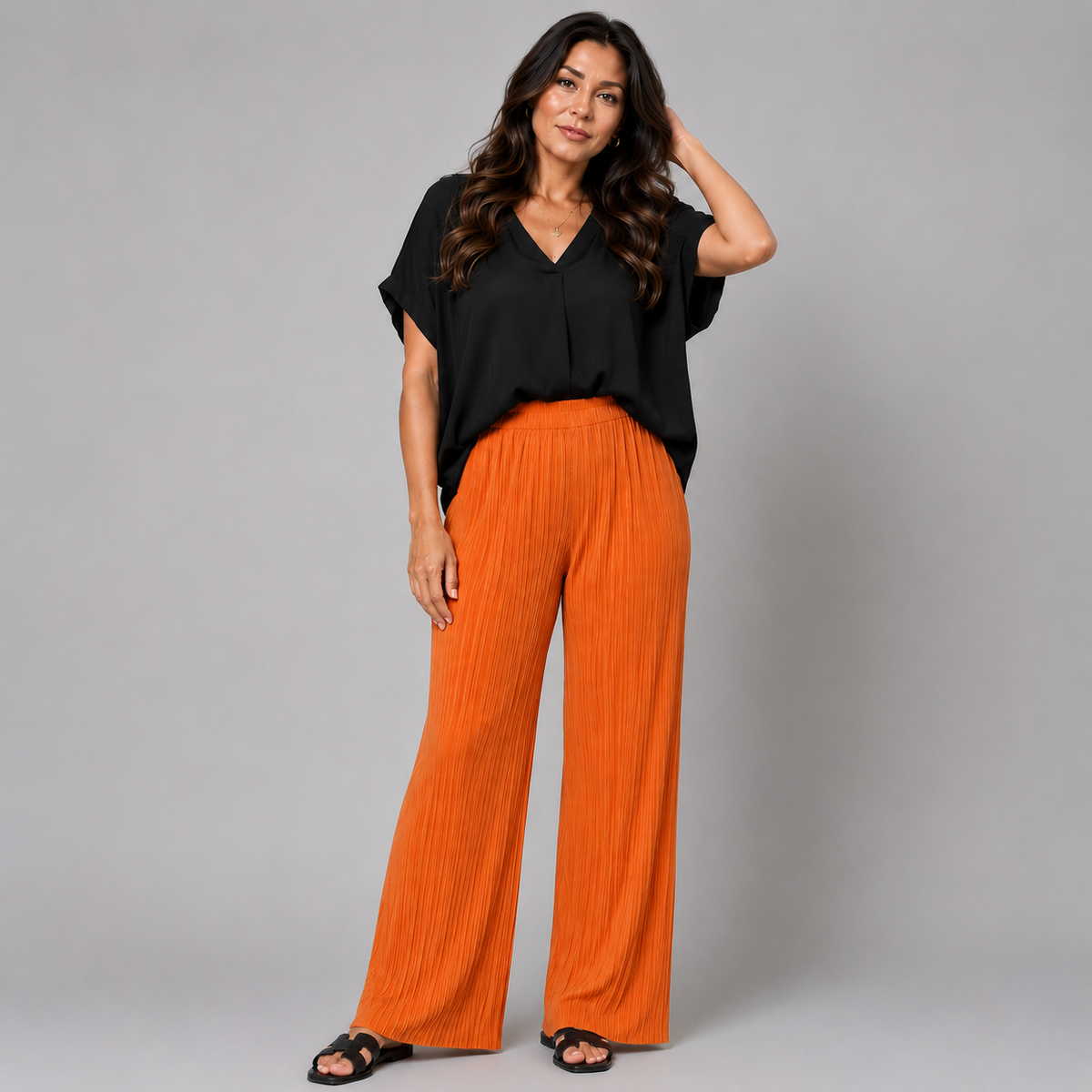 ROCKTHOSECURVES CRINKLE PLEATED ELASTIC WAIST TROUSERS