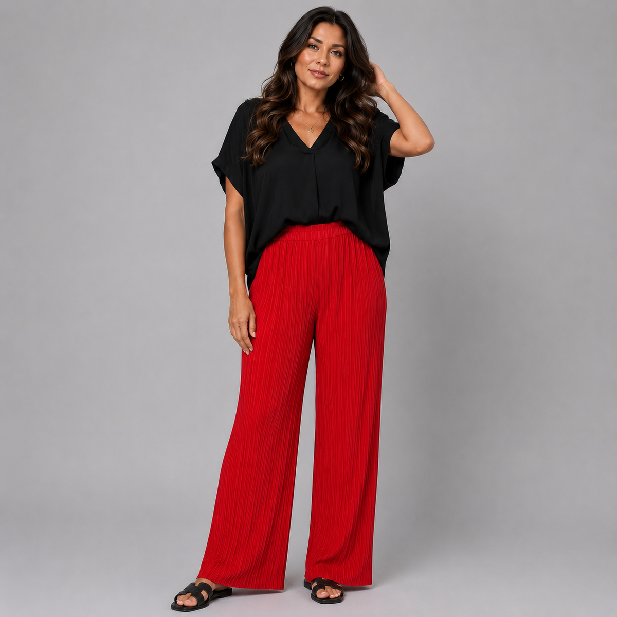 ROCKTHOSECURVES CRINKLE PLEATED ELASTIC WAIST TROUSERS