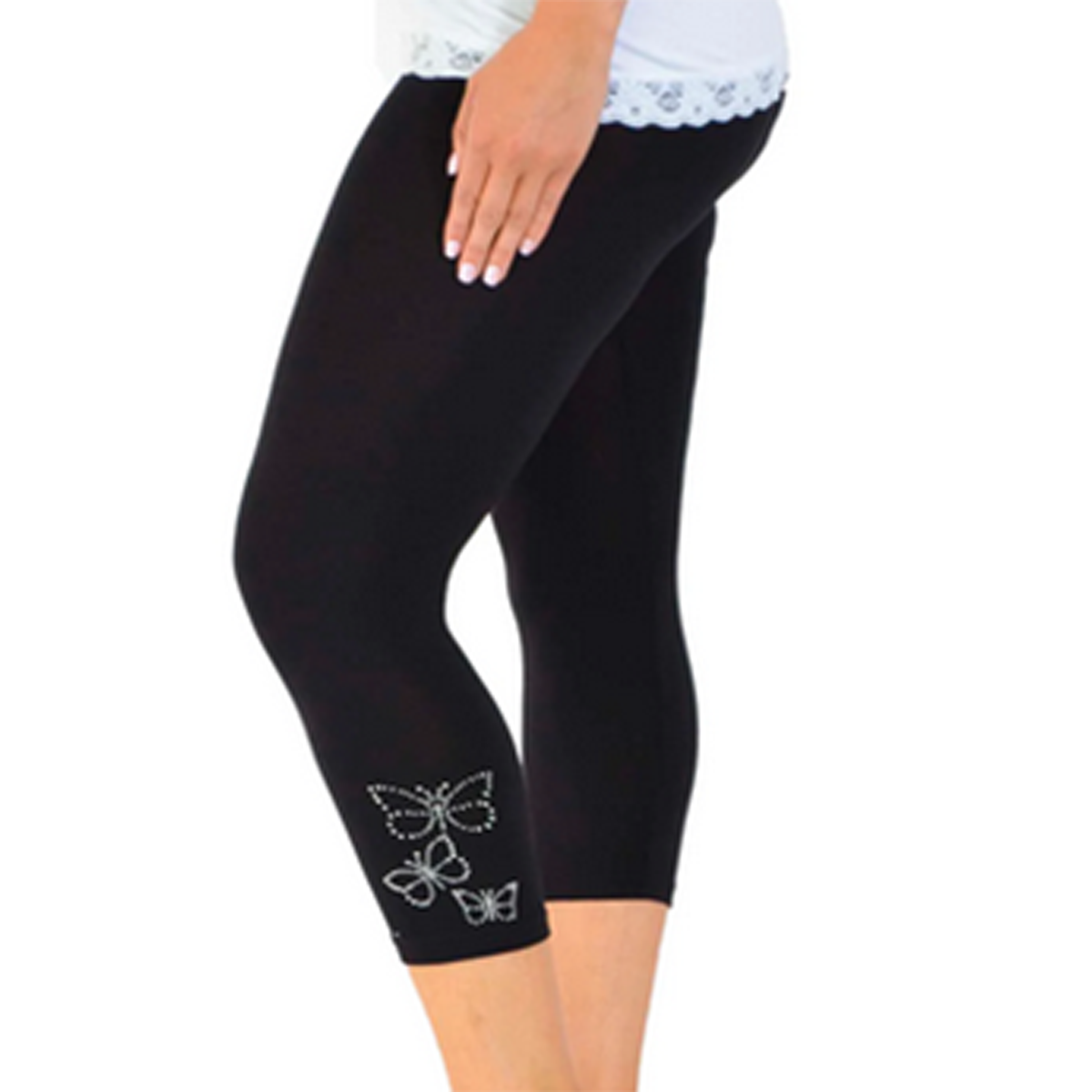 ROCKTHOSECURVES STUDDED BUTTERFLY 3/4 CAPRI LEGGINGS