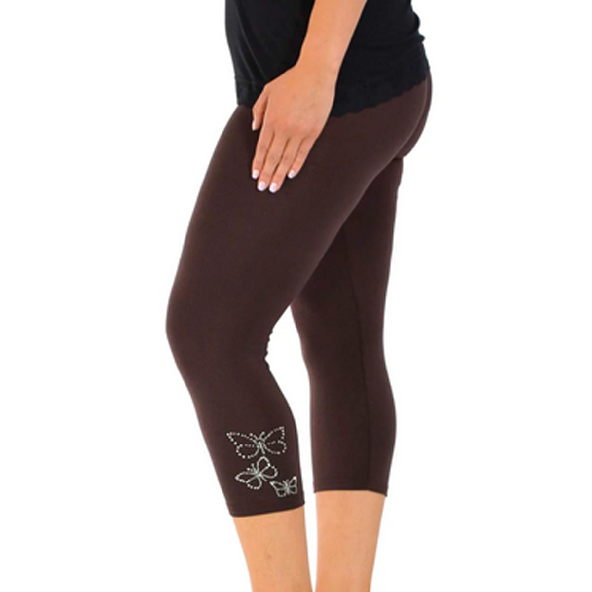 ROCKTHOSECURVES STUDDED BUTTERFLY 3/4 CAPRI LEGGINGS