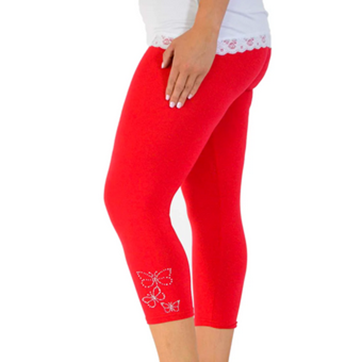 ROCKTHOSECURVES STUDDED BUTTERFLY 3/4 CAPRI LEGGINGS