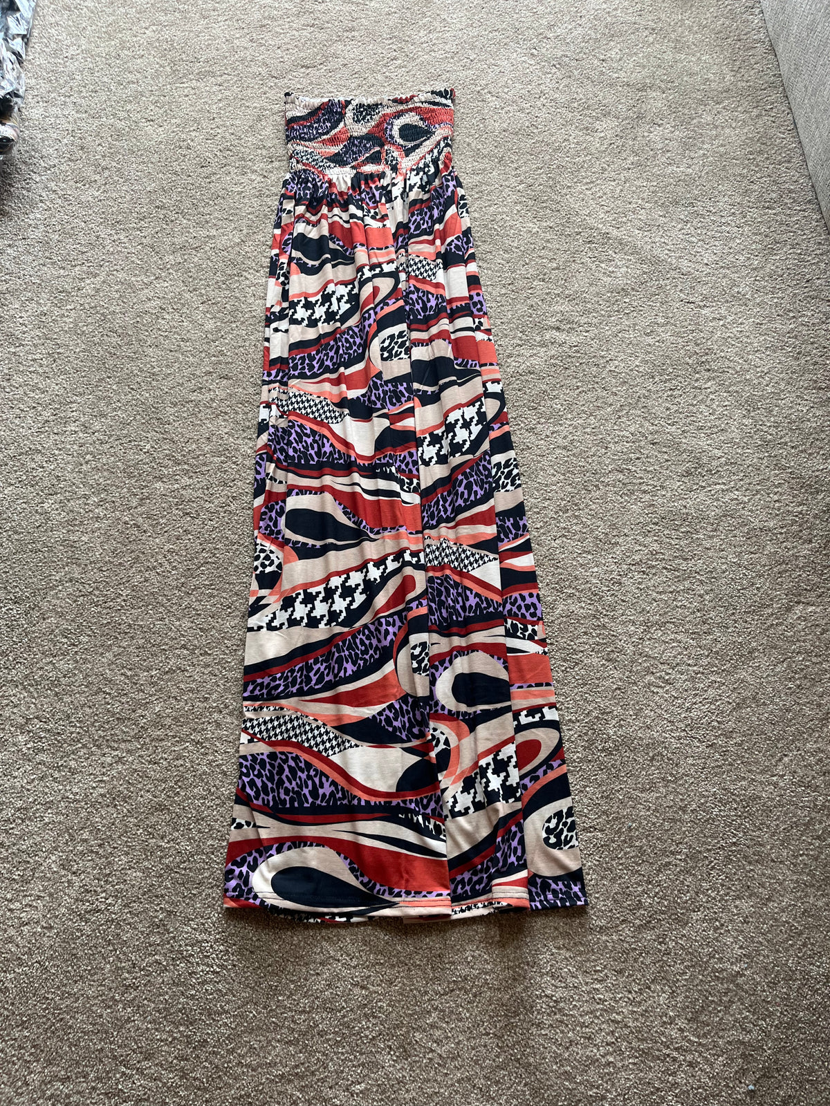 rust abstract shearing dress