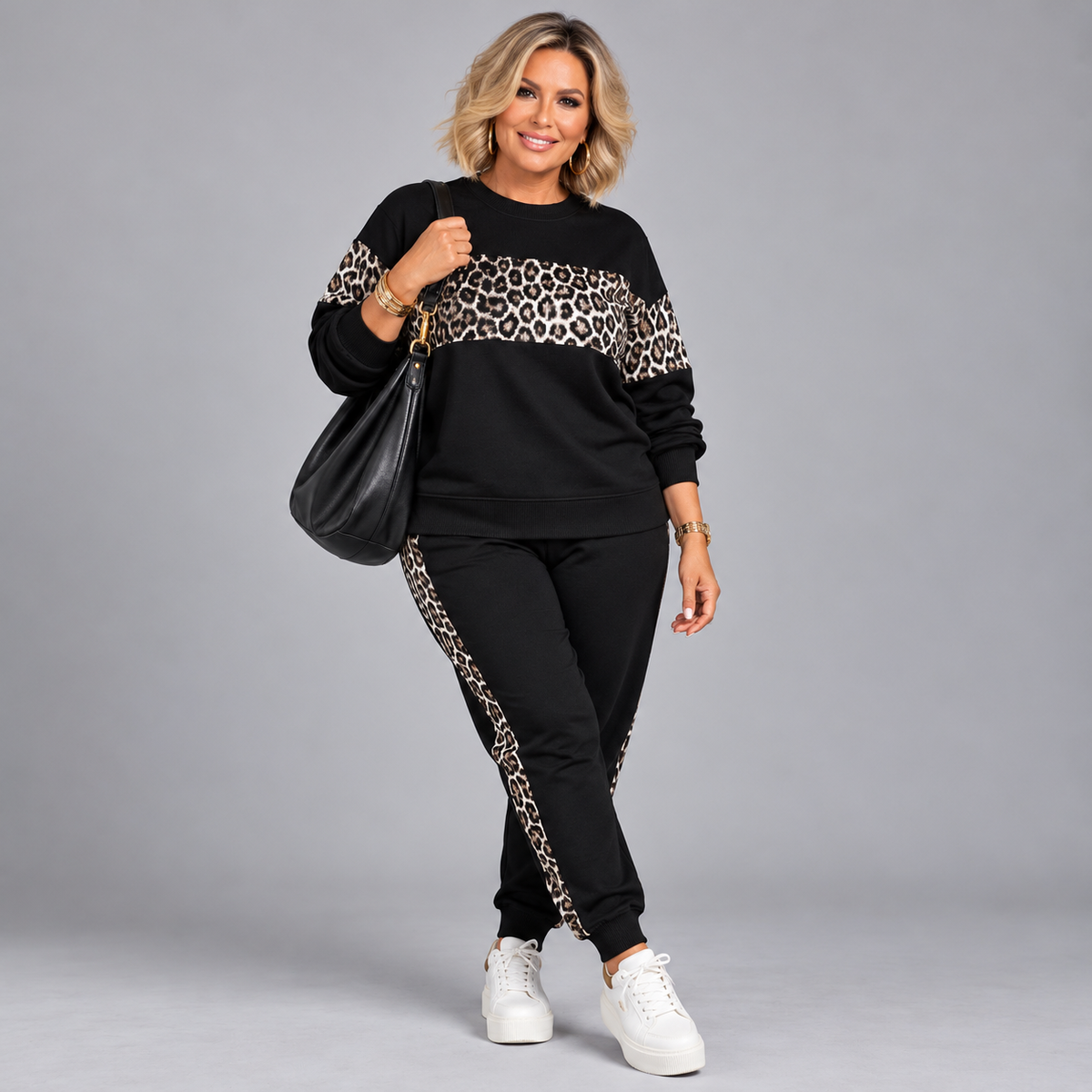Tracksuit with Straight Leopard Panels