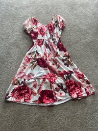 rose print white dresses