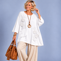 Loose Fitting Long Top with Pockets & Embroidery