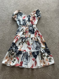 rose print white dresses