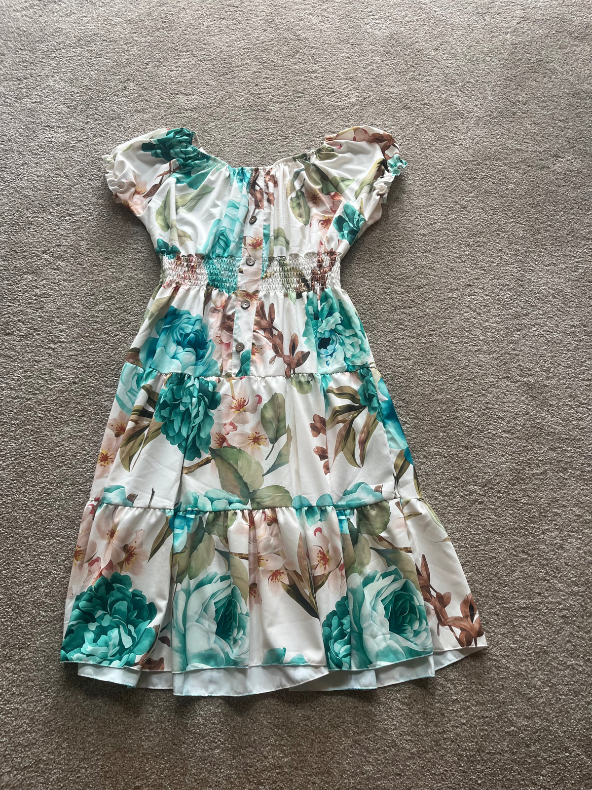 rose print white dresses