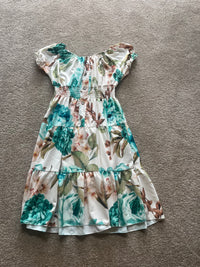 rose print white dresses
