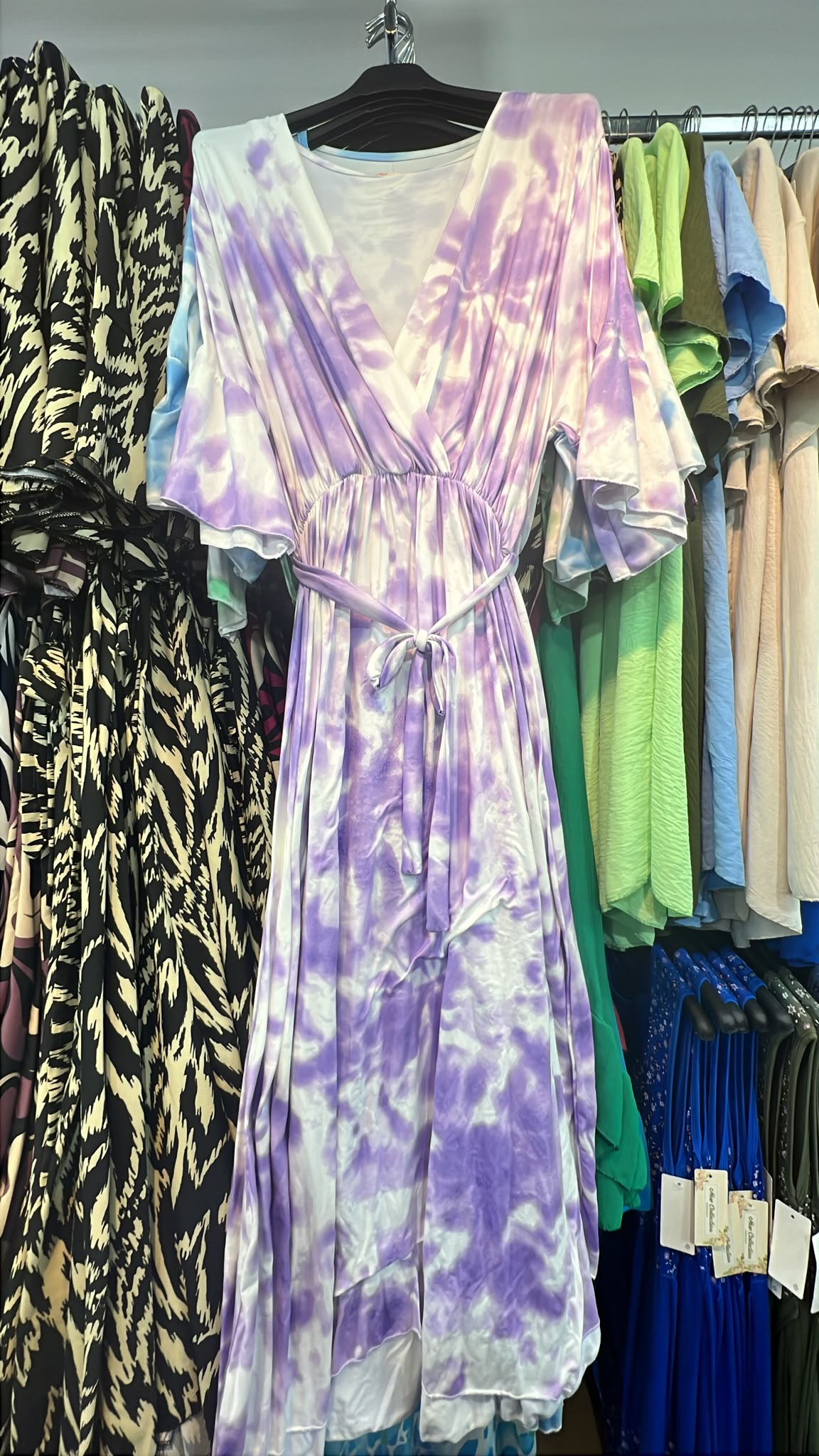 Pastel V-neck Dress with belt tie