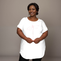 Plus‑Size Coloured Dragonfly Short Sleeve Dipped Hem T‑Shirt