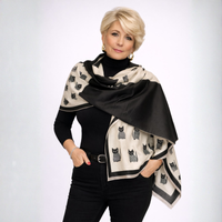 Soft Luxury Feel Cat Print Long Scarf / Shawl