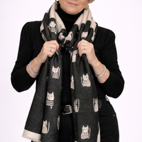 Soft Luxury Feel Cat Print Long Scarf / Shawl