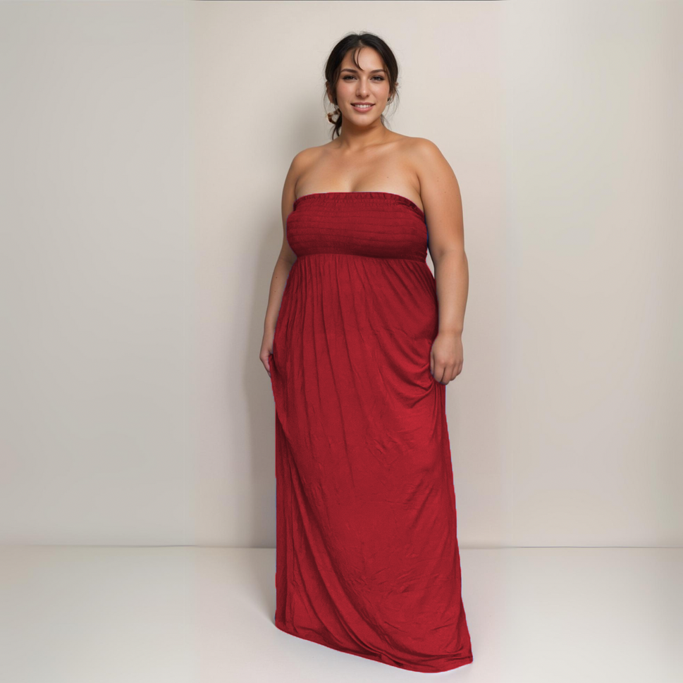 ROCKTHOSECURVES STRAPLESS BOOB TUBE MAXI DRESSWine / ONE SIZE