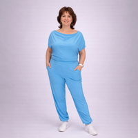 Plain Cowl Neck Jumpsuit with Pockets