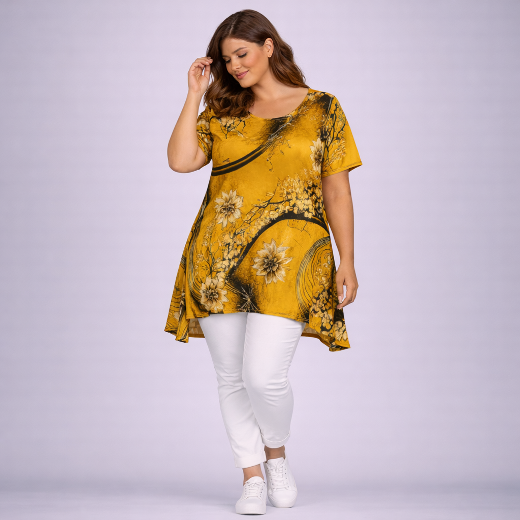 Mustard Slinky Hanky Hem Swing Top