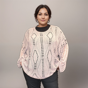 GREY CROCHET KNIT JUMPER
