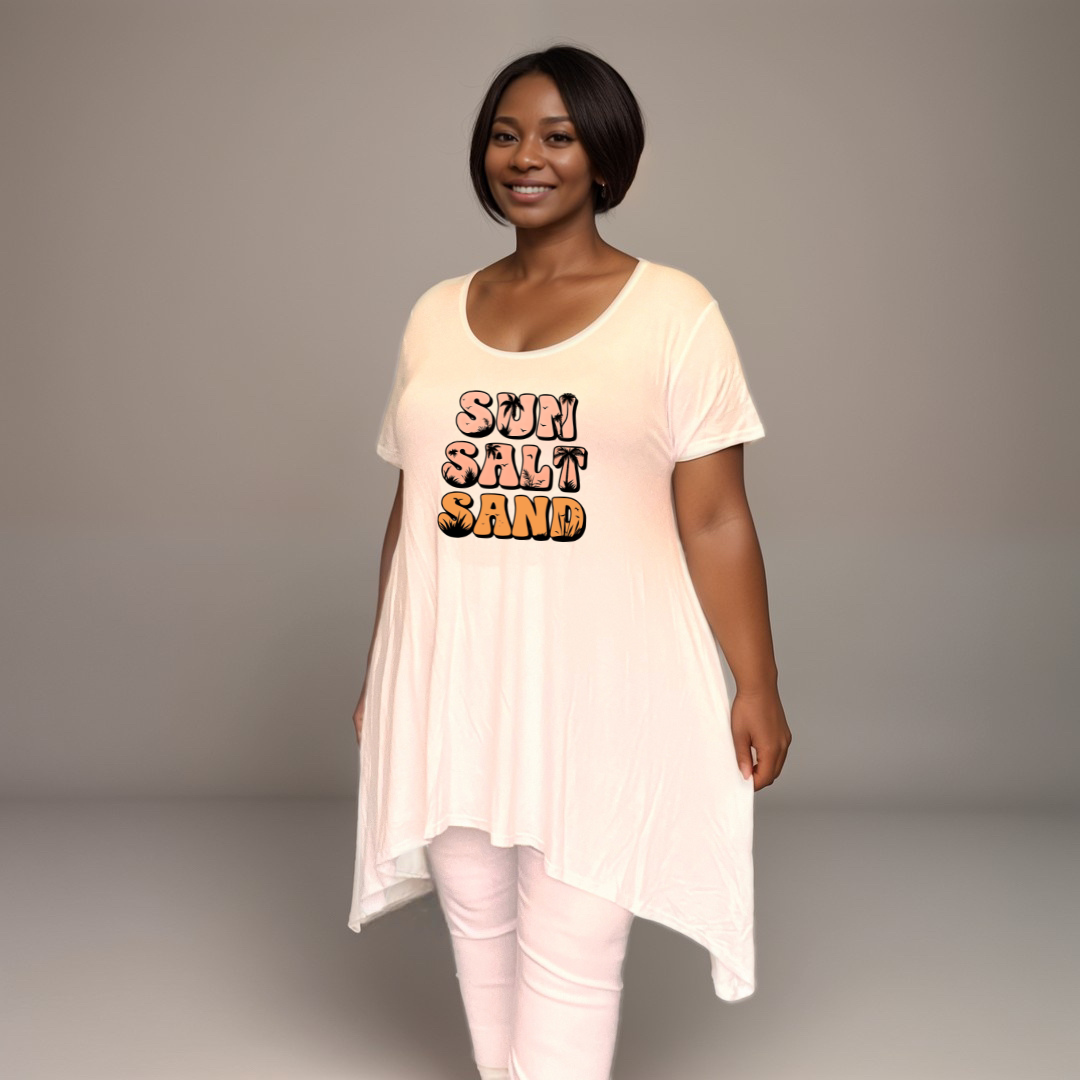 Sun Sand Salt Hanky Hem Swing Top