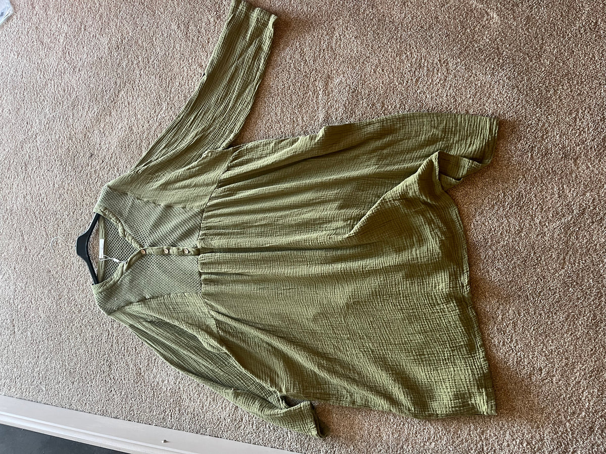 buttoned shirt netted dress (Copy)