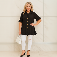 Frilled Edge Short Sleeve Blouse