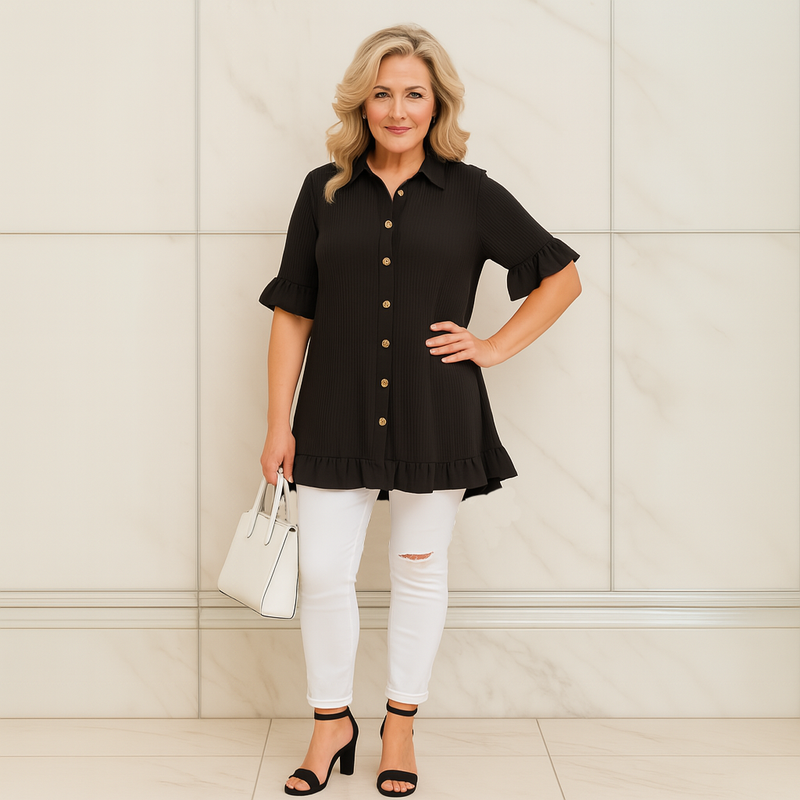 Frilled Edge Short Sleeve Blouse