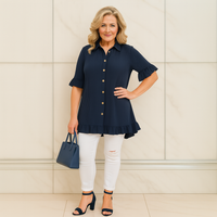 Frilled Edge Short Sleeve Blouse