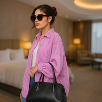 Chiffon Balloon Sleeve Oversized Shirt