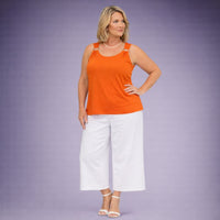 Longer Length Vest Top with Silver Ring Shoulder Detail