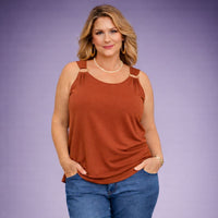 Longer Length Vest Top with Silver Ring Shoulder Detail