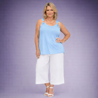 Longer Length Vest Top with Silver Ring Shoulder Detail