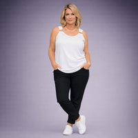 Longer Length Vest Top with Silver Ring Shoulder Detail