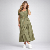 Off Shoulder Polka Dot Elastic Waist Gypsy Style Maxi Dress