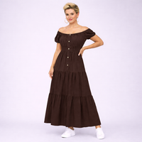 Off Shoulder Elastic Waist Gypsy Style Maxi Dress