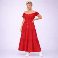 Off Shoulder Elastic Waist Gypsy Style Maxi Dress