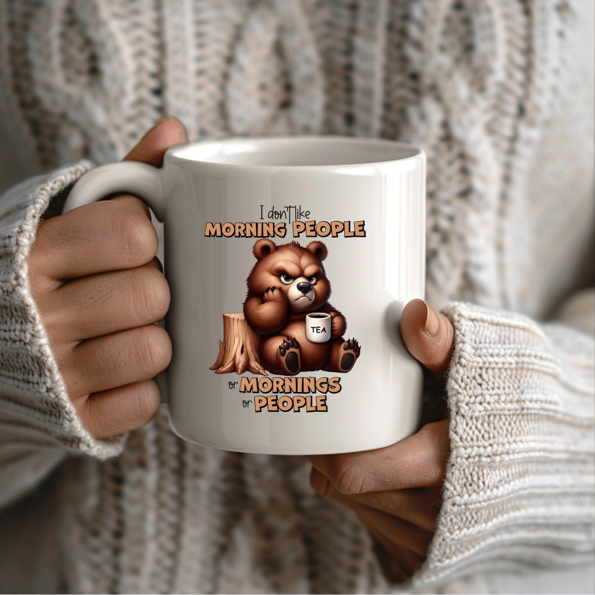 Grumpy Bear Hates Mornings Ceramic TEA Mug