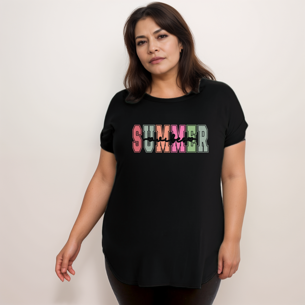 Summer Vibes Dipped-Hem T-Shirt