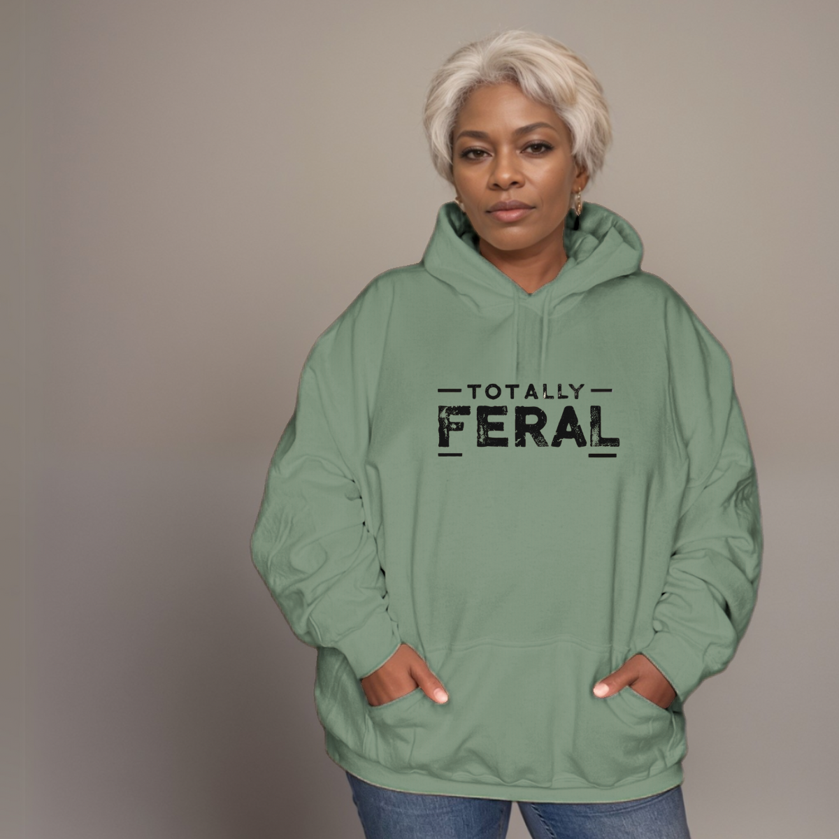 Premium Cotton Hoodie with “Totally Feral” Logo