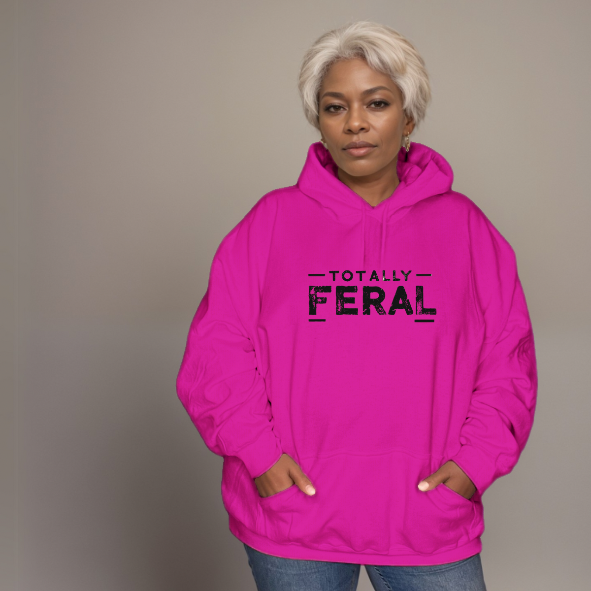 Premium Cotton Hoodie with “Totally Feral” Logo