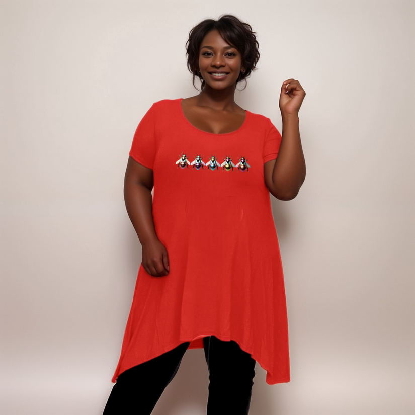 Multi Coloured Bee-Logo Hanky-Hem Swing Top