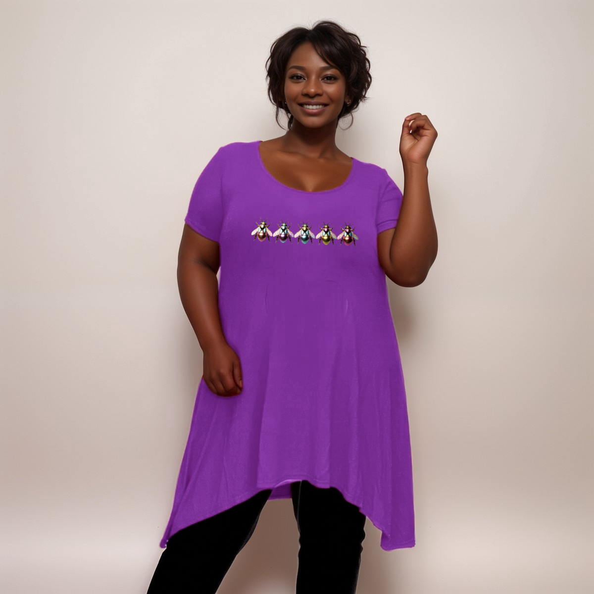 Multi Coloured Bee-Logo Hanky-Hem Swing Top