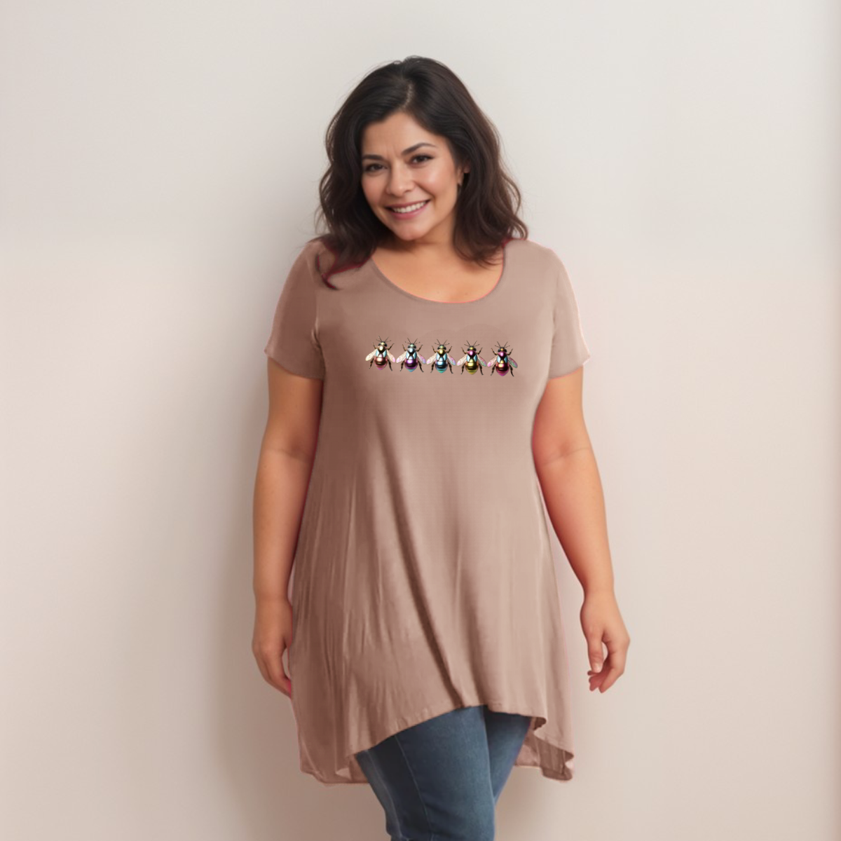 Multi Coloured Bee-Logo Hanky-Hem Swing Top
