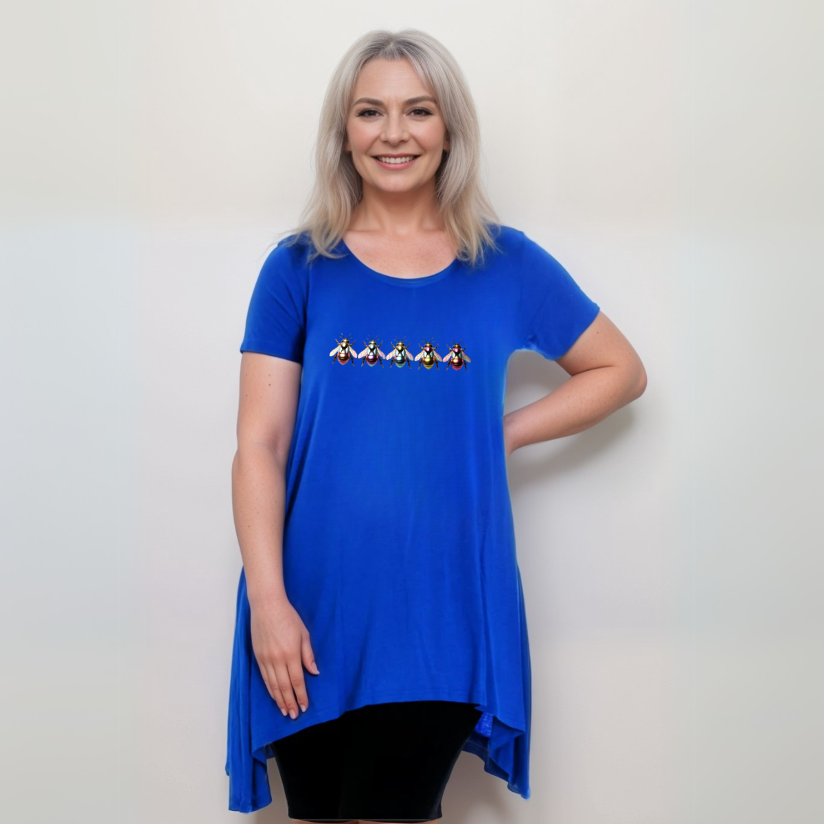 Multi Coloured Bee-Logo Hanky-Hem Swing Top