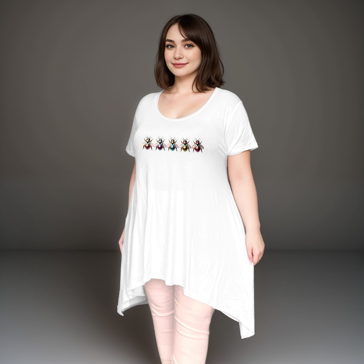 Multi Coloured Bee-Logo Hanky-Hem Swing Top