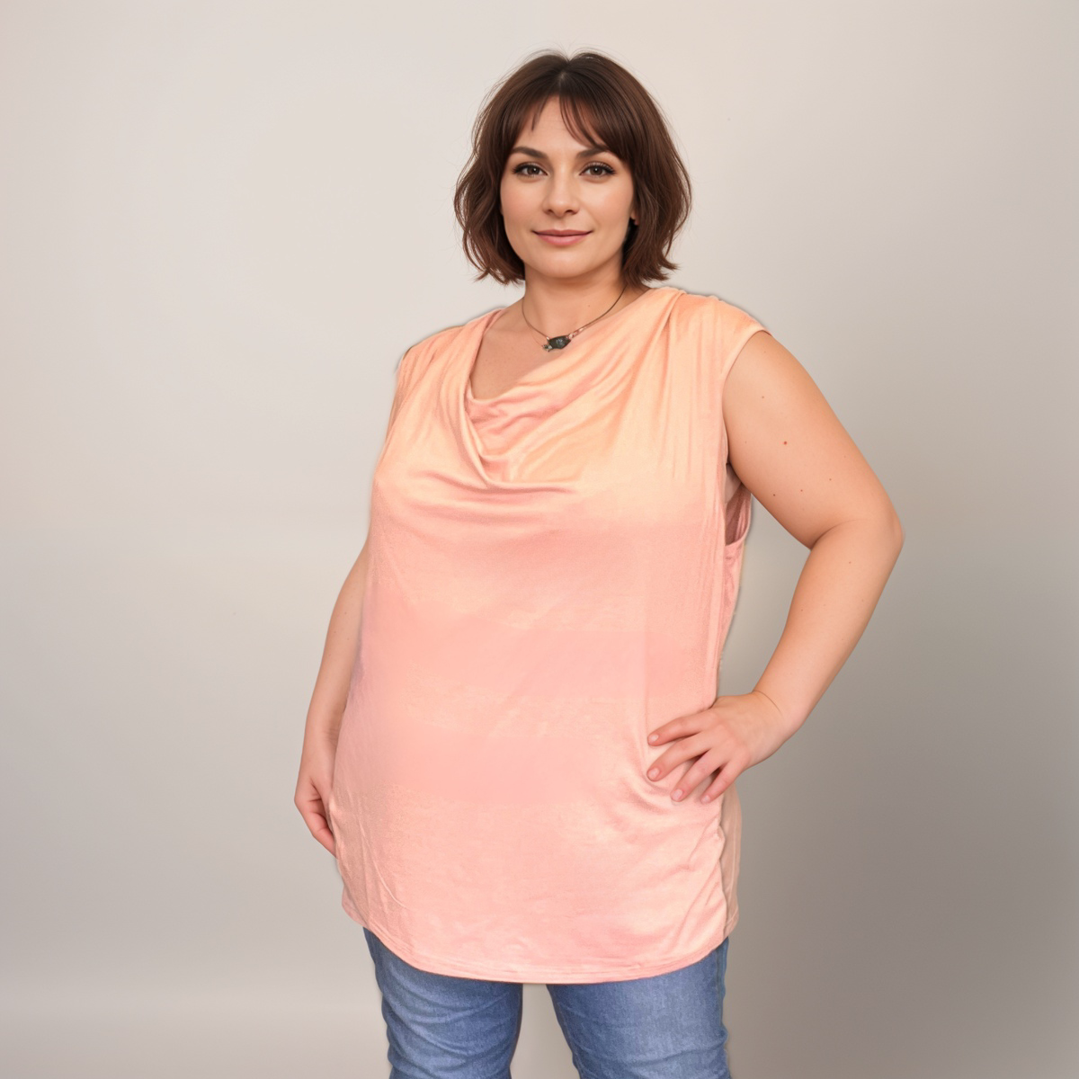 Sleeveless Cowl-Neck Top / T-Shirt