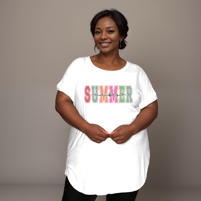 Summer Vibes Dipped-Hem T-Shirt