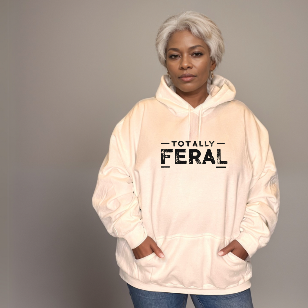 Premium Cotton Hoodie with “Totally Feral” Logo