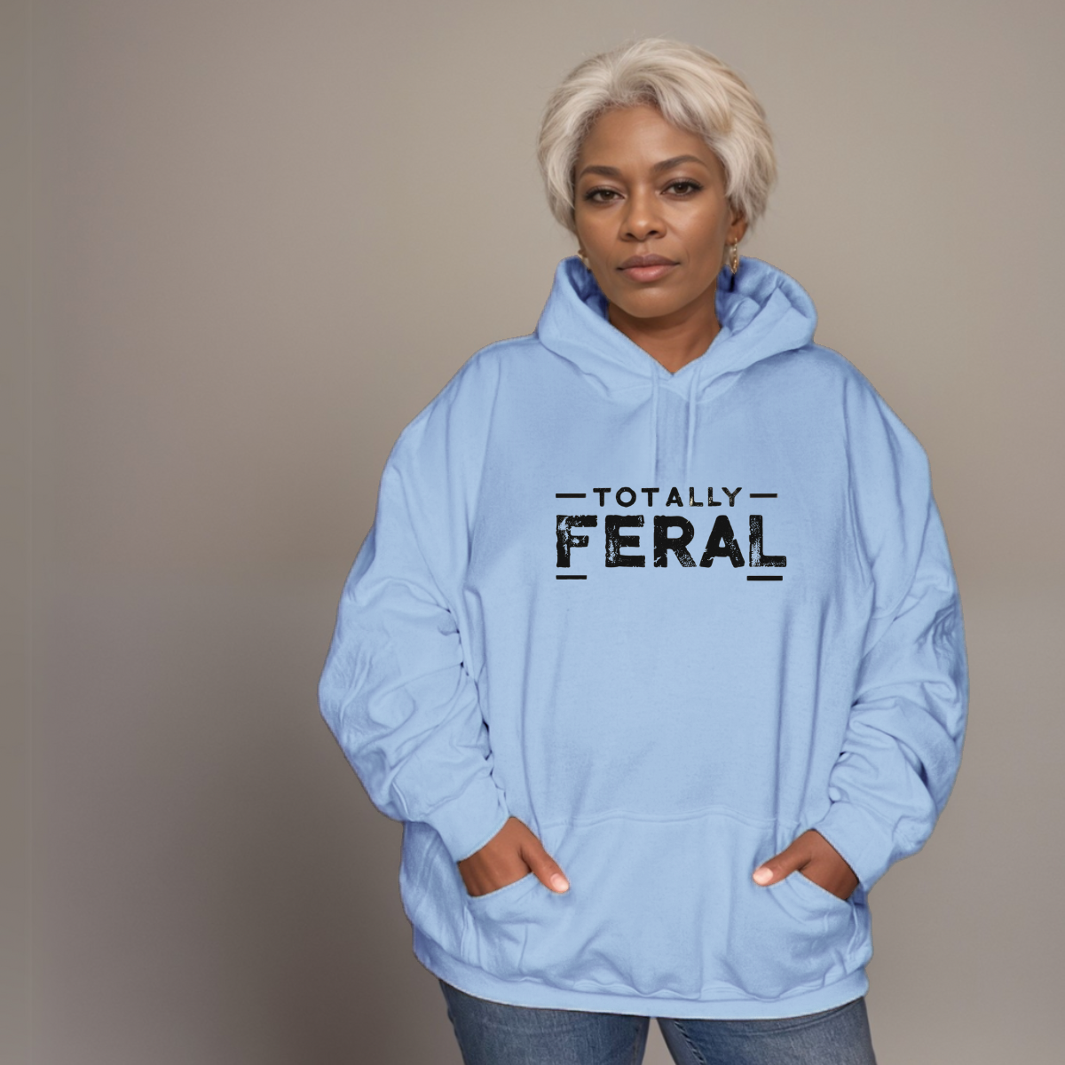 Premium Cotton Hoodie with “Totally Feral” Logo