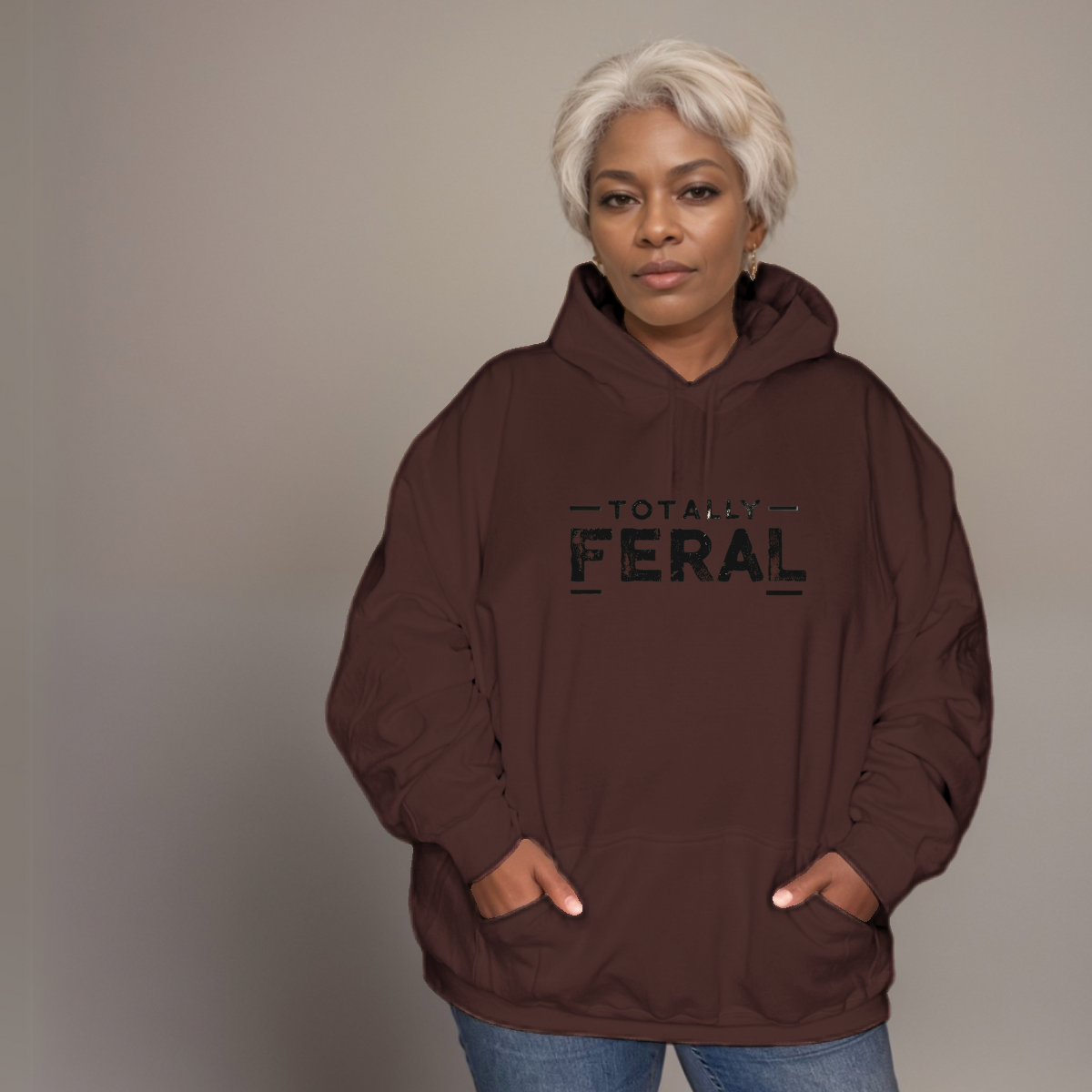 Premium Cotton Hoodie with “Totally Feral” Logo